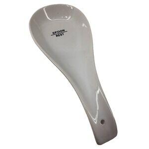 Kitchen Essentials Spoon Rest White Ceramic Farmhouse 11.5" Dish/Micro Safe EUC